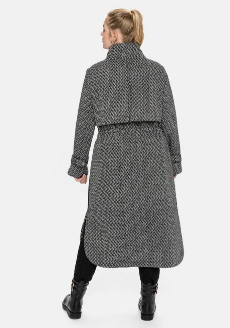 Sheego Mantel Im Cargo-Stil, Mit Stehkragen Und Tunnelzug - Schwarz-weiß Sheego