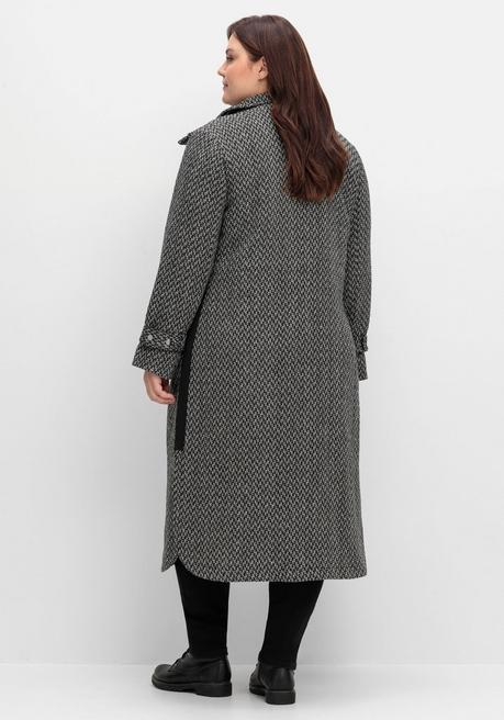 Sheego Mantel Im Cargo-Stil, Mit Stehkragen Und Tunnelzug - Schwarz-weiß Sheego