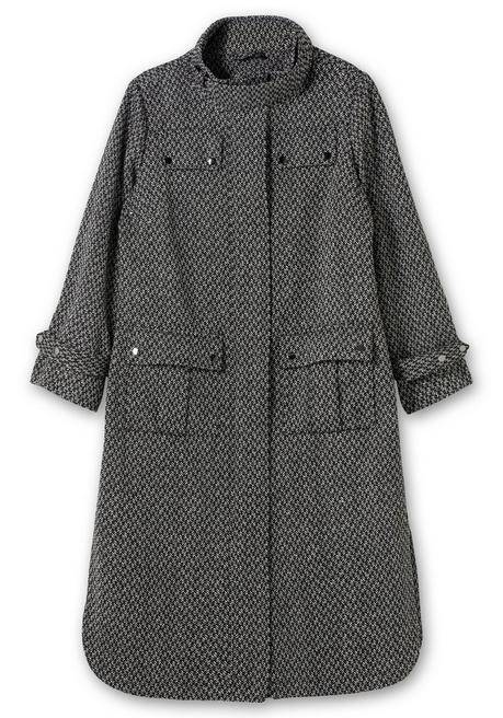 Sheego Mantel Im Cargo-Stil, Mit Stehkragen Und Tunnelzug - Schwarz-weiß Sheego