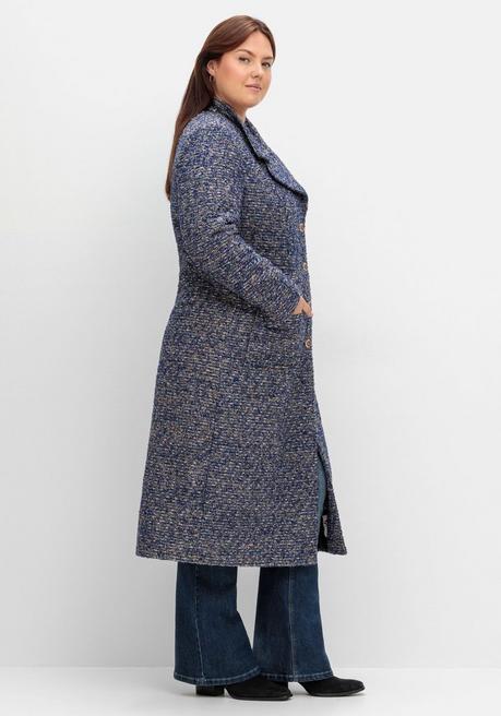 Sheego By Joe Browns Mantel In Bouclé-Optik, In Leicht Taillierter Form - Blau Sheego