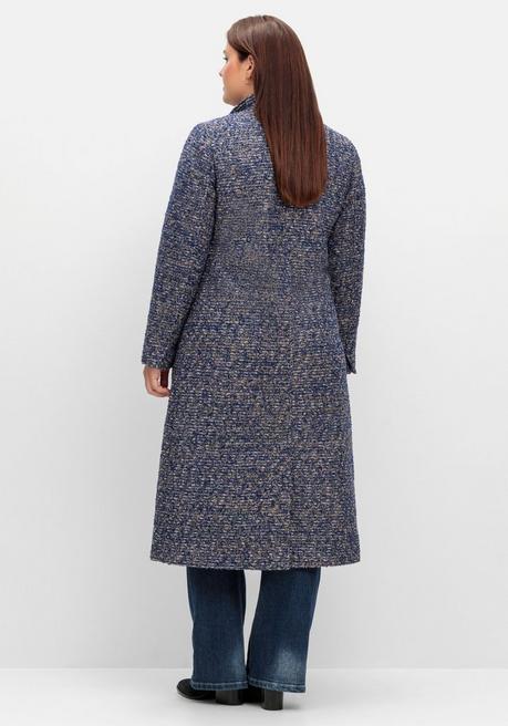 Sheego By Joe Browns Mantel In Bouclé-Optik, In Leicht Taillierter Form - Blau Sheego