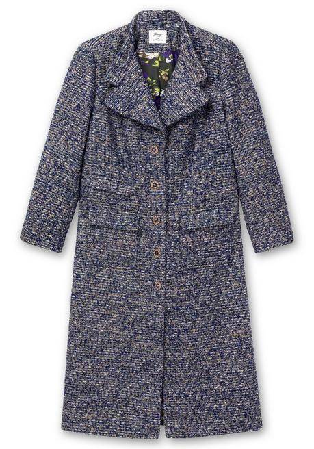 Sheego By Joe Browns Mantel In Bouclé-Optik, In Leicht Taillierter Form - Blau Sheego