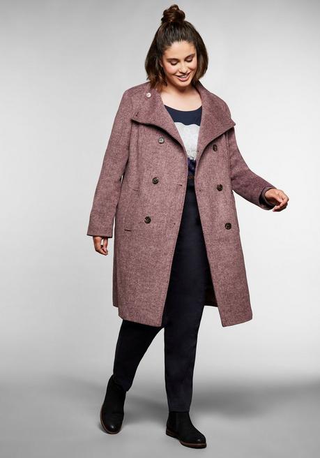 sheego Mantel in Woll-Optik, melierte Qualität - hellmauve sheego