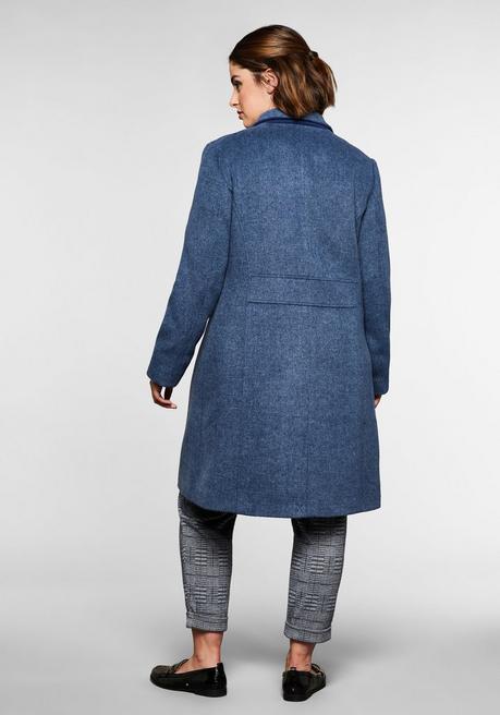 Sheego Mantel In Woll-Optik, Melierte Qualität - Stahlblau Sheego