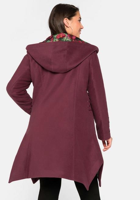 Sheego By Joe Browns Mantel In Wolloptik, Mit Zipfelsaum - Weinrot Sheego