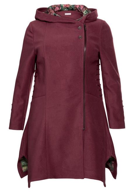 Sheego By Joe Browns Mantel In Wolloptik, Mit Zipfelsaum - Weinrot Sheego