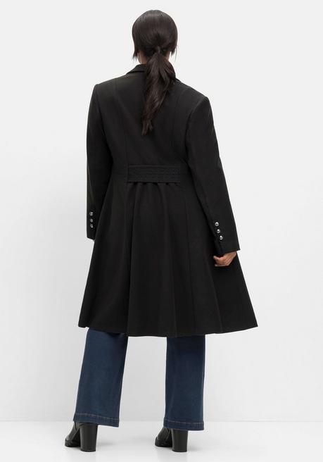 Sheego By Joe Browns Mantel Mit Ausgestelltem Saum, In Wolloptik - Schwarz Sheego