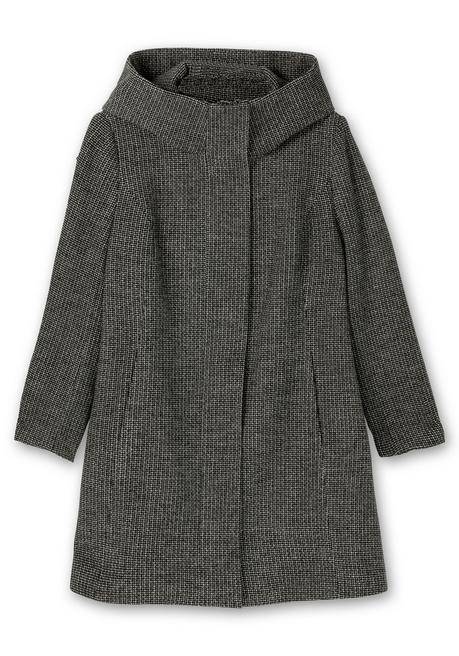 Sheego Mantel Mit Großer Kapuze, In A-Linie, Mit Wollanteil - Schwarz-weiß Sheego