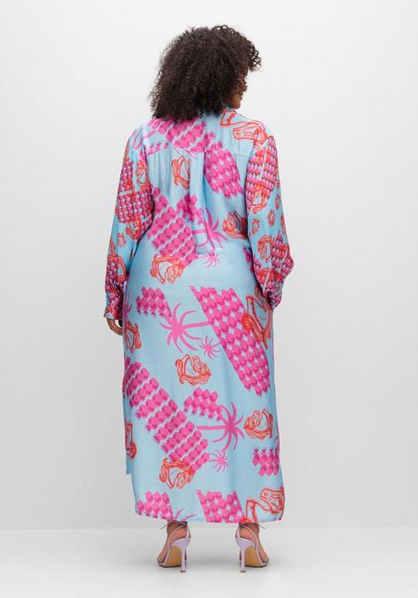 Sheego Loves Miss Goodlife Maxikleid Aus Viskosesatin, Mit Seitlichen Taschen - Pink Bedruckt Sheego