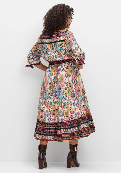 Sheego By Joe Browns Maxikleid Im Boho-Stil, Mit Bordürendruck - Offwhite Gemustert Sheego