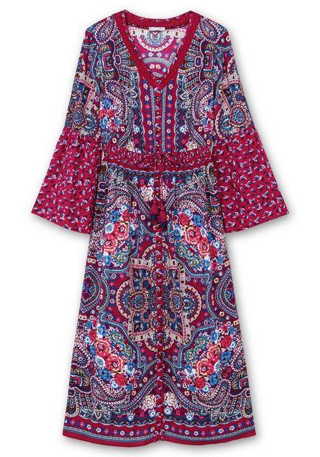 Sheego By Joe Browns Maxikleid Im Boho-Stil, Mit Trompetenärmeln - Pink Bedruckt Sheego