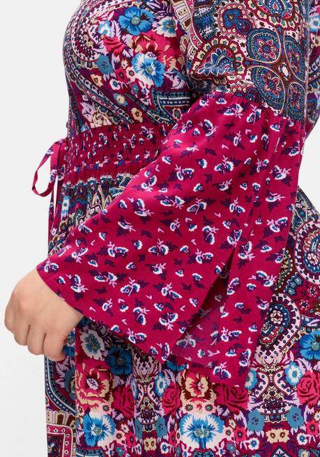Sheego By Joe Browns Maxikleid Im Boho-Stil, Mit Trompetenärmeln - Pink Bedruckt Sheego