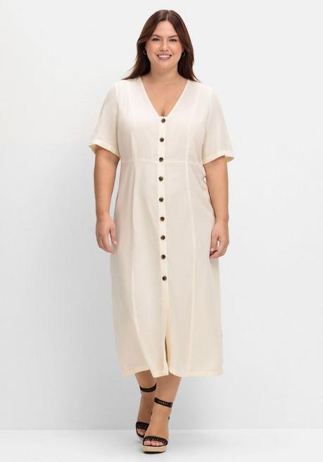 sheego Maxikleid im Leinen-Mix, mit Knopfleiste - champagner sheego
