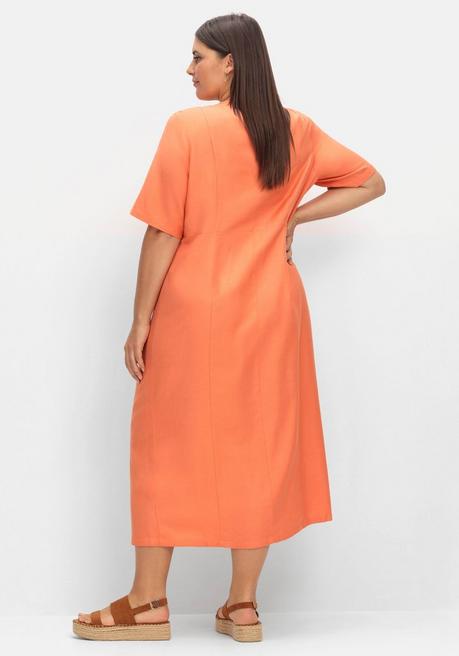 Sheego Maxikleid Im Leinen-Mix, Mit Knopfleiste - Papaya Sheego