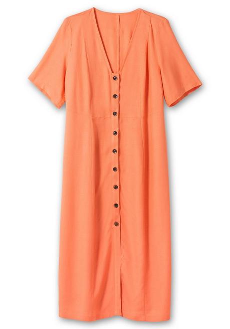 Sheego Maxikleid Im Leinen-Mix, Mit Knopfleiste - Papaya Sheego