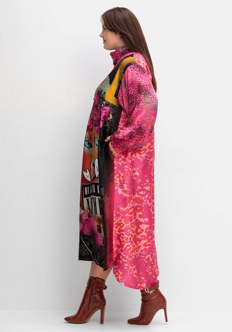 Sheego Loves Miss Goodlife Maxikleid Im Mustermix, Aus Viskose-Satin - Orange Bedruckt Sheego