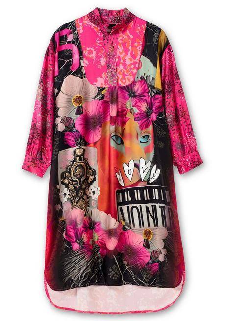 Sheego Loves Miss Goodlife Maxikleid Im Mustermix, Aus Viskose-Satin - Orange Bedruckt Sheego