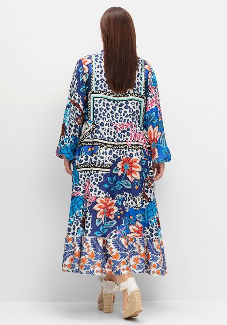 Sheego Loves Miss Goodlife Maxikleid Im Mustermix, In Satinqualität - Blau Gemustert Sheego