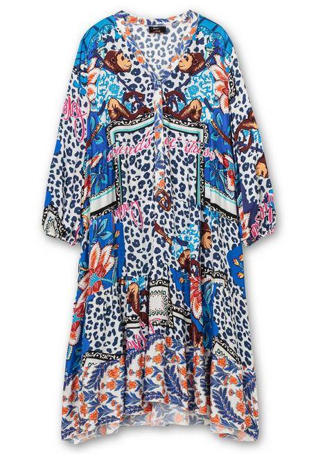 Sheego Loves Miss Goodlife Maxikleid Im Mustermix, In Satinqualität - Blau Gemustert Sheego