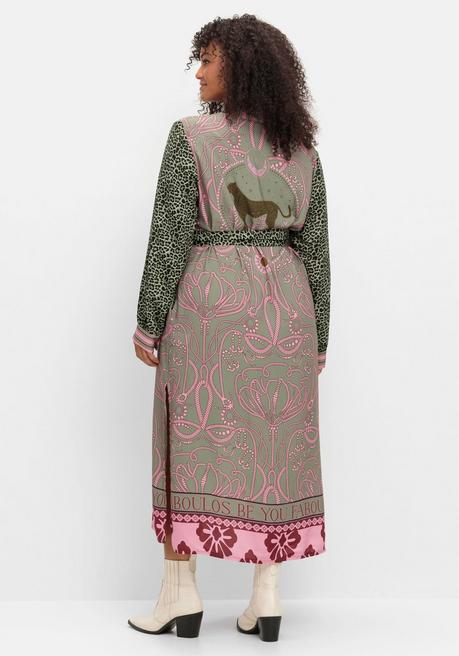 Sheego Loves Miss Goodlife Maxikleid Im Mustermix, Mit Bindeband - Hellkhaki Bedruckt Sheego