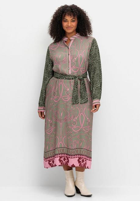 Sheego Loves Miss Goodlife Maxikleid Im Mustermix, Mit Bindeband - Hellkhaki Bedruckt Sheego