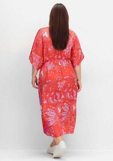 Sheego Loves Miss Goodlife Maxikleid Im Mustermix, Mit Tiefem V-Ausschnitt - Rotorange Gemustert Sheego