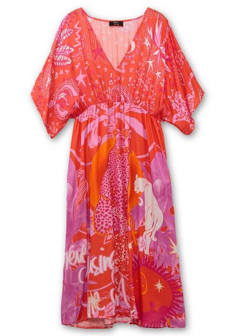 Sheego Loves Miss Goodlife Maxikleid Im Mustermix, Mit Tiefem V-Ausschnitt - Rotorange Gemustert Sheego