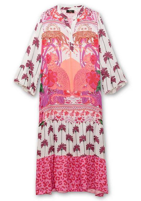 Sheego Loves Miss Goodlife Maxikleid Im Mustermix, Mit Trompetenärmeln - Pink Gemustert Sheego