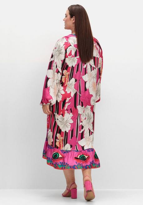 Sheego Loves Miss Goodlife Maxikleid Im Mustermix, Mit Volant Am Saum - Pink Gemustert Sheego