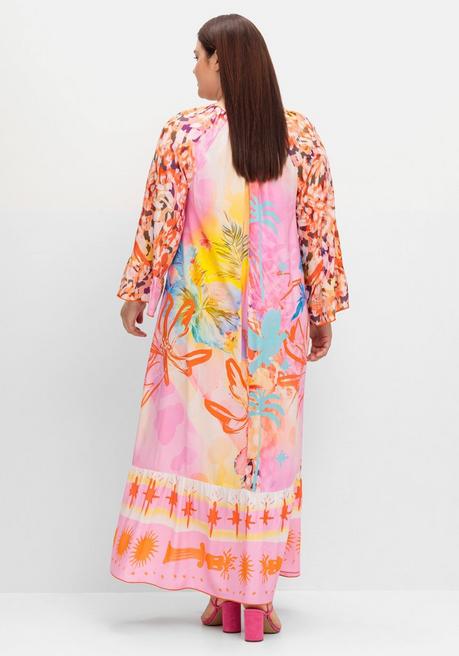 Sheego Loves Miss Goodlife Maxikleid Im Mustermix, Mit Volant Am Saum - Rotorange Gemustert Sheego