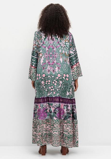 Sheego Loves Miss Goodlife Maxikleid Im Mustermix, Mit Volants - Lila Bedruckt Sheego