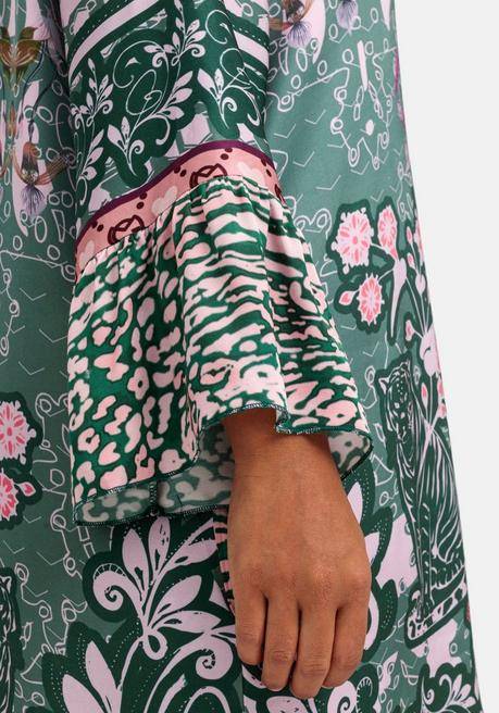 Sheego Loves Miss Goodlife Maxikleid Im Mustermix, Mit Volants - Lila Bedruckt Sheego