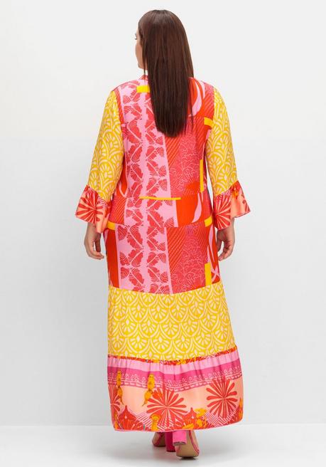 Sheego Loves Miss Goodlife Maxikleid Im Mustermix, Mit Volants - Pink Gemustert Sheego