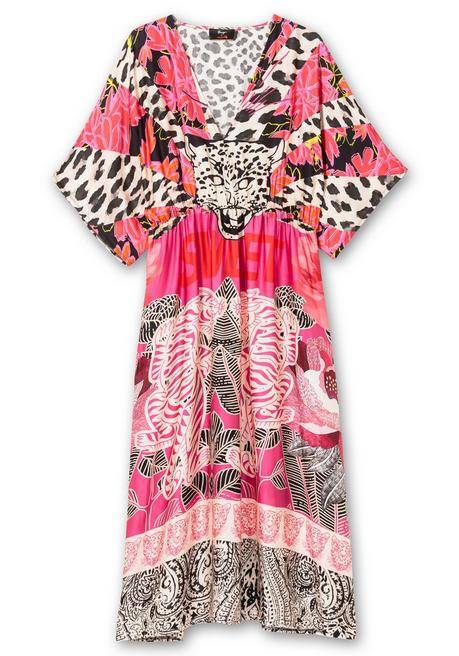 Sheego Loves Miss Goodlife Maxikleid Im Mustermix, Mit Weiten Ärmeln - Pink Gemustert Sheego
