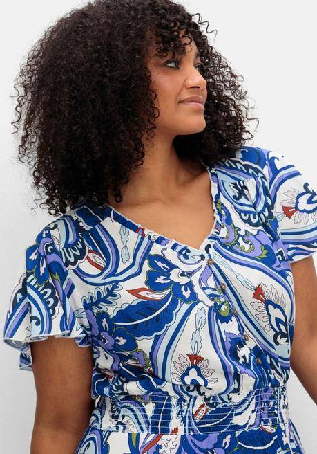 Sheego By Joe Browns Maxikleid Im Paisleymuster, Mit Smokbund - Offwhite Gemustert Sheego