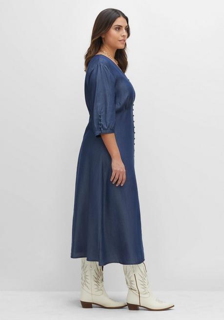 Sheego Maxikleid In Denimoptik, Mit Knopfleiste - Dark Blue Denim Sheego