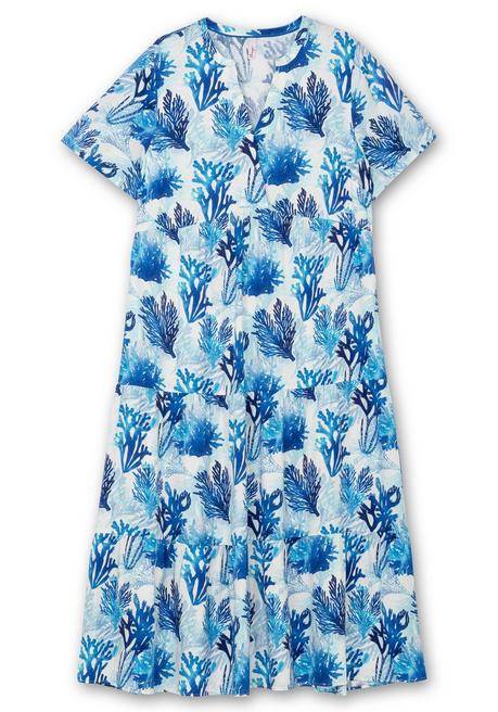 Sheego Maxikleid In Kaskadenform, Mit Maritimem Print - Weiß Gemustert Sheego