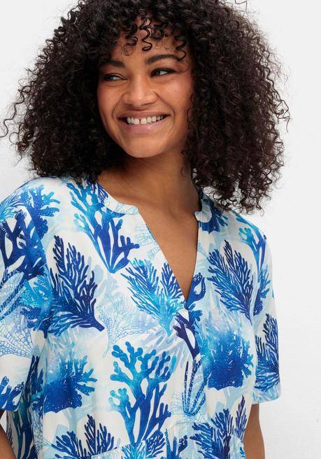 Sheego Maxikleid In Kaskadenform, Mit Maritimem Print - Weiß Gemustert Sheego