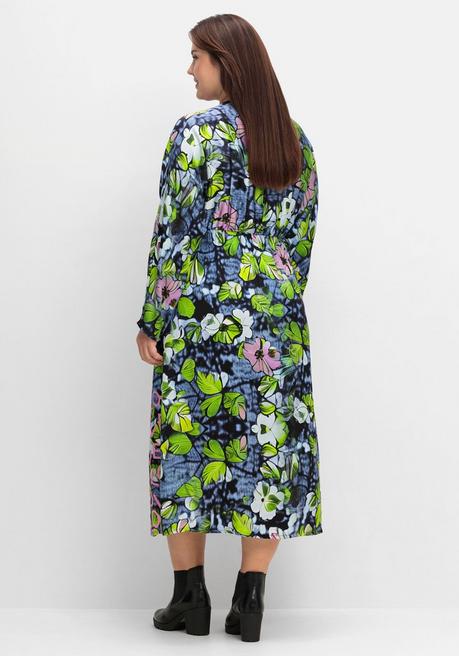 Sheego Loves Miss Goodlife Maxikleid In Wickeloptik, Aus Viskose-Satin - Blau Bedruckt Sheego