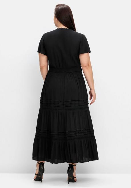 Sheego By Joe Browns Maxikleid In Wickeloptik, Mit Stufenvolant - Schwarz Sheego