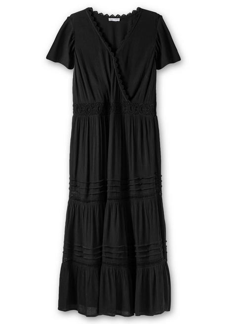 Sheego By Joe Browns Maxikleid In Wickeloptik, Mit Stufenvolant - Schwarz Sheego