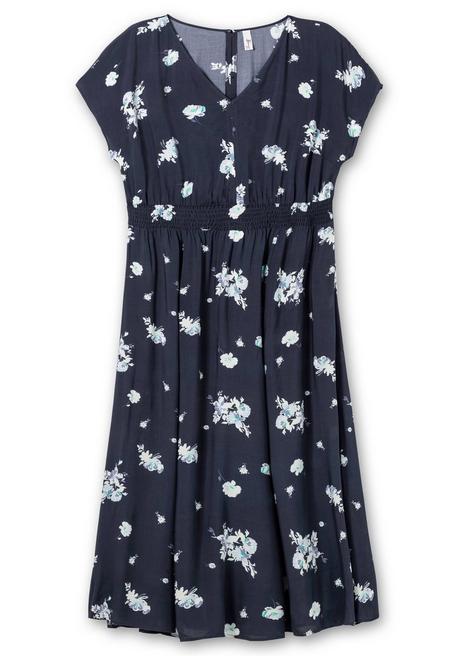 Sheego Maxikleid Mit Alloverdruck Und Gesmokter Taille - Nachtblau Gemustert Sheego