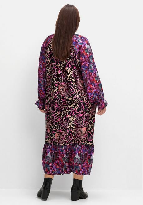 Sheego Loves Miss Goodlife Maxikleid Mit Alloverdruck Und Volant Am Saum - Schwarz Bedruckt Sheego