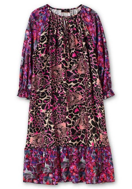 Sheego Loves Miss Goodlife Maxikleid Mit Alloverdruck Und Volant Am Saum - Schwarz Bedruckt Sheego