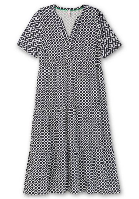 Sheego Maxikleid Mit Alloverprint Und Stufenvolants - Offwhite Gemustert Sheego