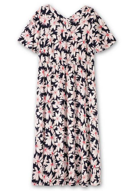 Sheego Maxikleid Mit Alloverprint Und Taillen-Bindeband - Nachtblau Gemustert Sheego