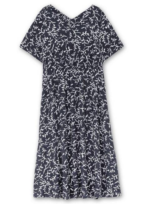 Sheego Maxikleid Mit Alloverprint Und Taillen-Bindeband - Tiefblau Gemustert Sheego