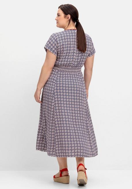 Sheego Maxikleid Mit Alloverprint Und V-Ausschnitt - Nachtblau Gemustert Sheego