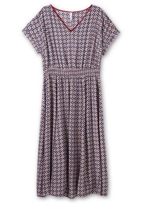 Sheego Maxikleid Mit Alloverprint Und V-Ausschnitt - Nachtblau Gemustert Sheego