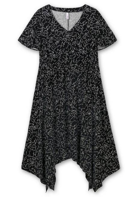 Sheego Maxikleid Mit Alloverprint Und Zipfelsaum - Schwarz Gemustert Sheego